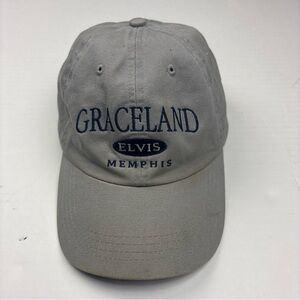 Vintage Graceland Elvis Memphis Tennessee Baseball Hat Cap Embroidered Gray Blue